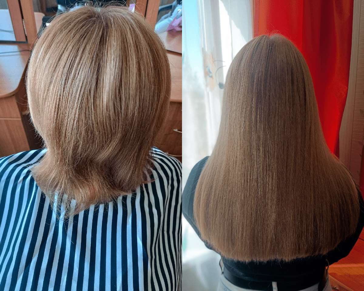 Кератиновое наращивание волос фото до и после