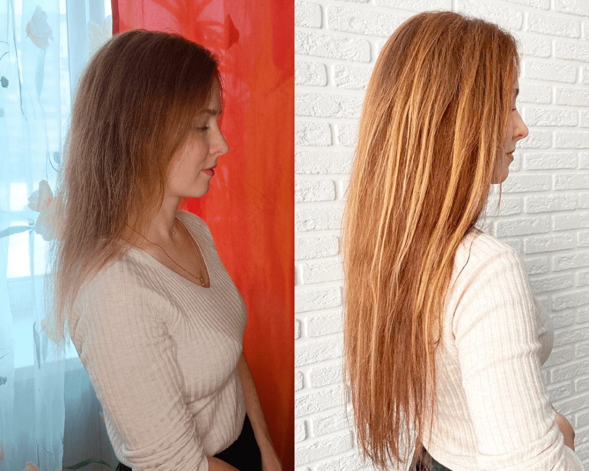 Микрокапсульное наращивание волос фото до и после
