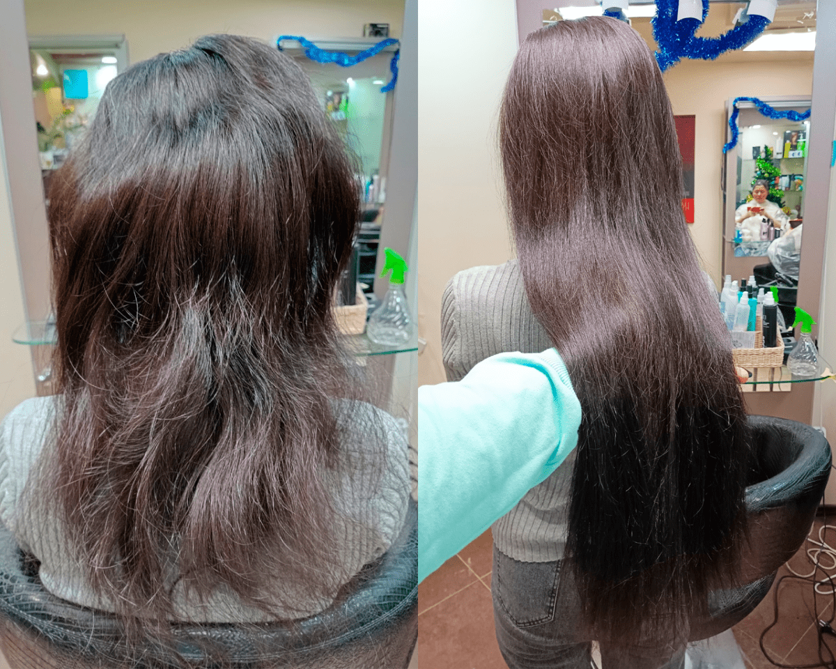Нарастили 75 см волос фото до и после
